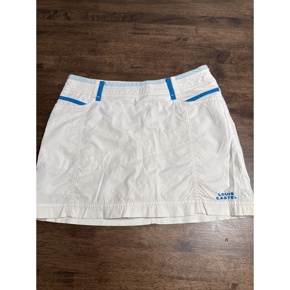 Louis Castel Off White & Blue Golf Skort Size 64 Embroidered Dachshund Crown